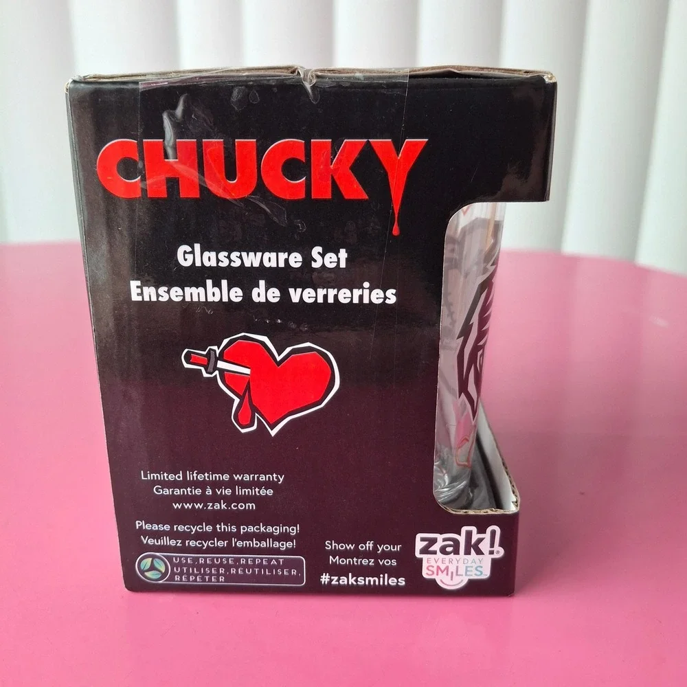 Zak Designs Chucky & Tiffany 2oz Shot Glass Set of 4 Horror Movie Child's Play